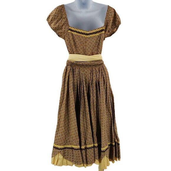 Vintage Floral Cottagecore Prairie Dress with Matching Ties | Circa 1940s-1950s - Picture 2 of 4